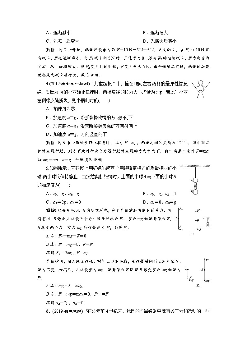 第四章3 第3节 牛顿第二定律 课后达标巩固练习-人教版（2019）高中物理必修第一册02