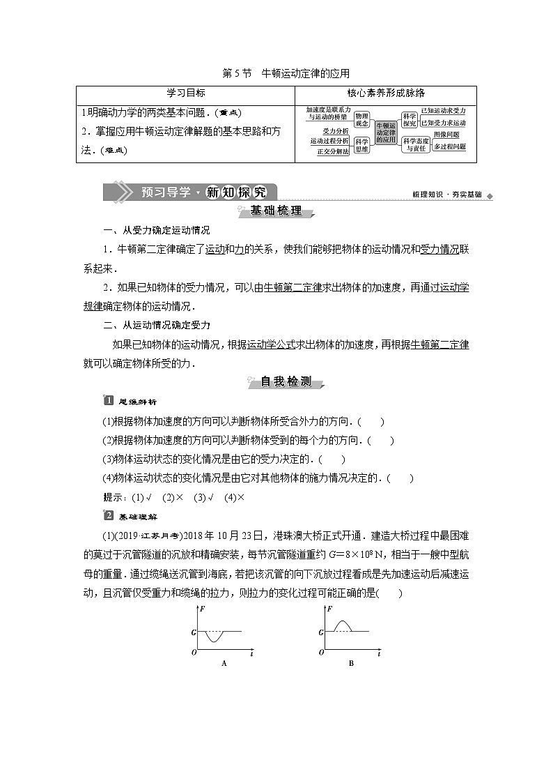 人教版（2019）高中物理必修第一册第四章5 第5节　牛顿运动定律的应用 同步练习01