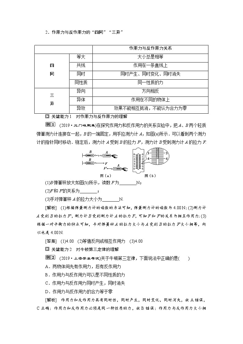 人教版（2019）高中物理必修第一册第三章3 第3节　牛顿第三定律 导学案第3页
