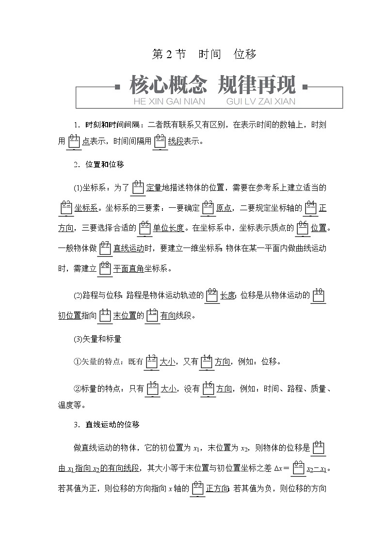 人教版（2019）高中物理必修第一册学案 1.2时间位移01