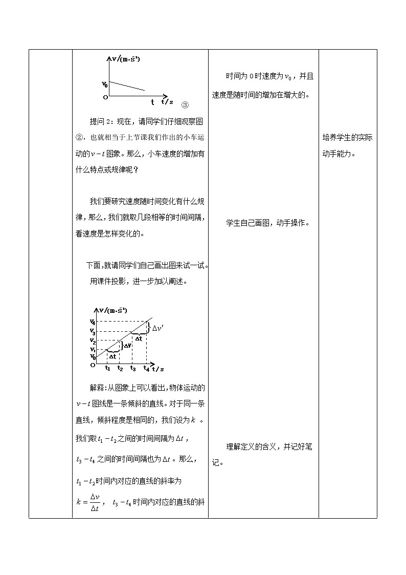 高中物理 2.2匀变速直线运动的速度与时间的关系教学设计人教必一03