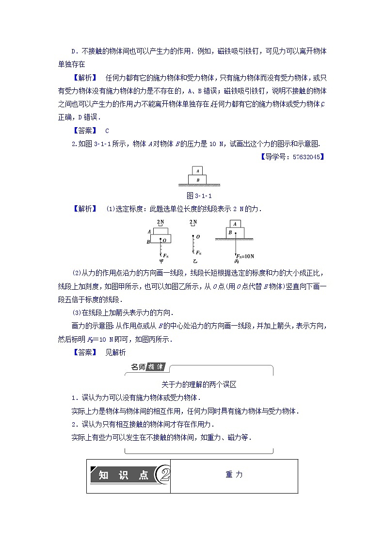 2018版高中人教版物理必修一学案：第3章+第1节+重力+基本相互作用+Word版含答案03