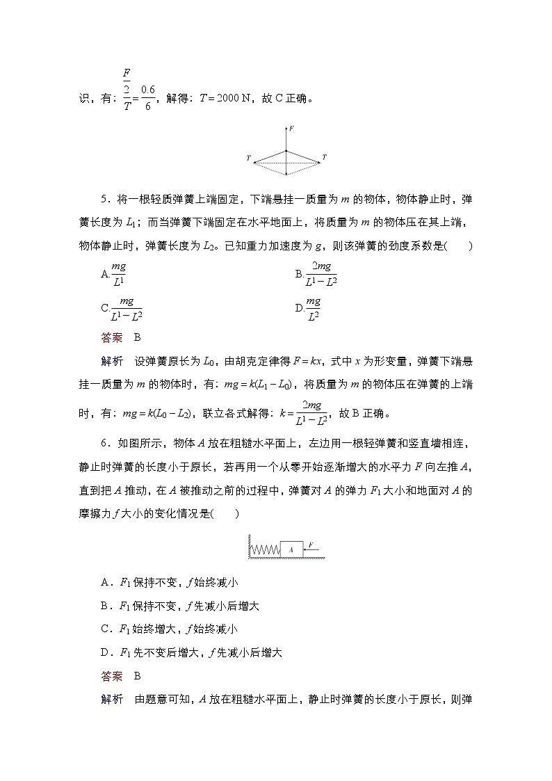 2021届高考物理通用一轮练习：考点4　重力　弹力　摩擦力　力的合成与分解第3页