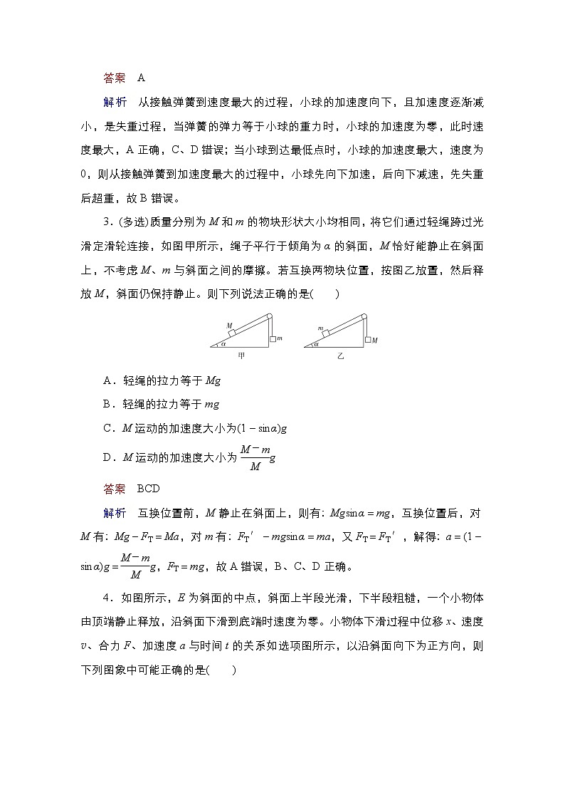 2021届高考物理通用一轮练习：考点8　牛顿运动定律的综合应用02