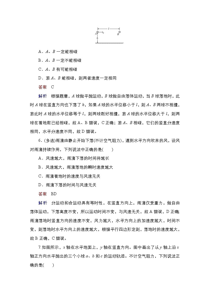 2021届高考物理通用一轮练习：考点10　曲线运动　平抛运动03