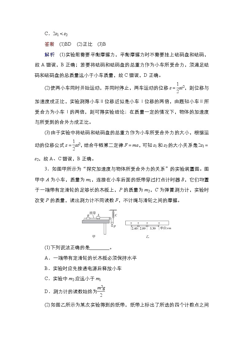 2021届高考物理通用一轮练习：考点9　实验：验证牛顿第二定03