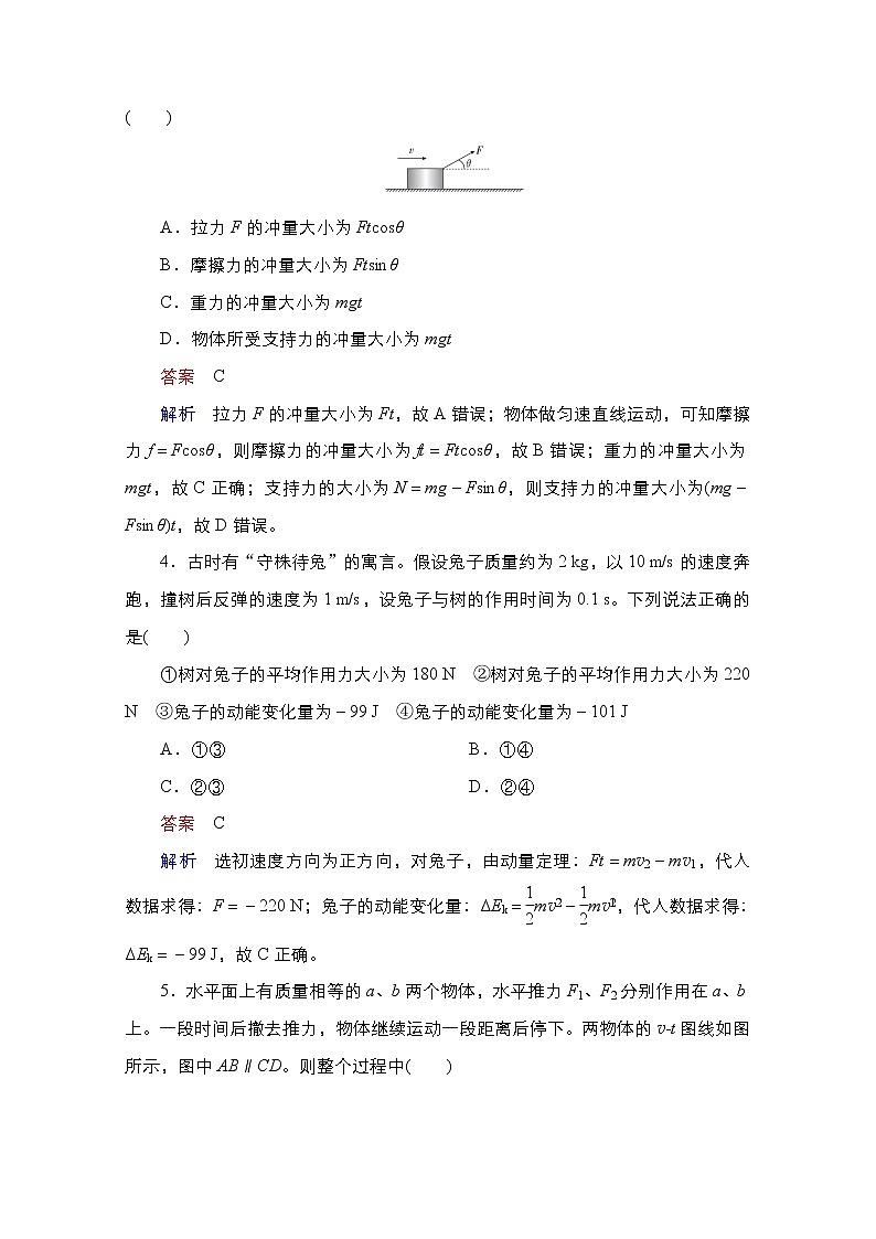 2021届高考物理通用一轮练习：考点17　动量、冲量、动量定理02