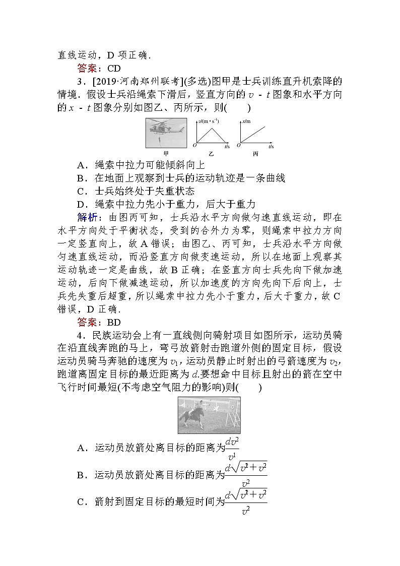 课时作业（二）运动的合成与分解 Word版解析版 练习02