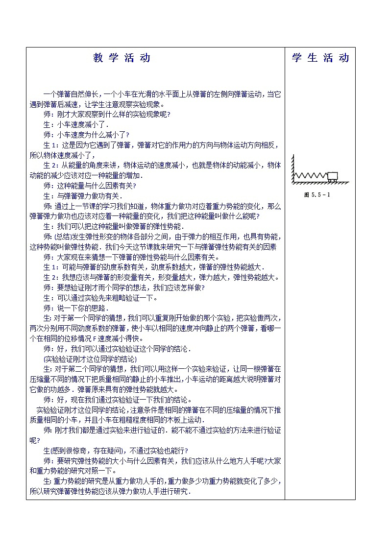 7.5 探究弹性势能的表达式 教案第2页