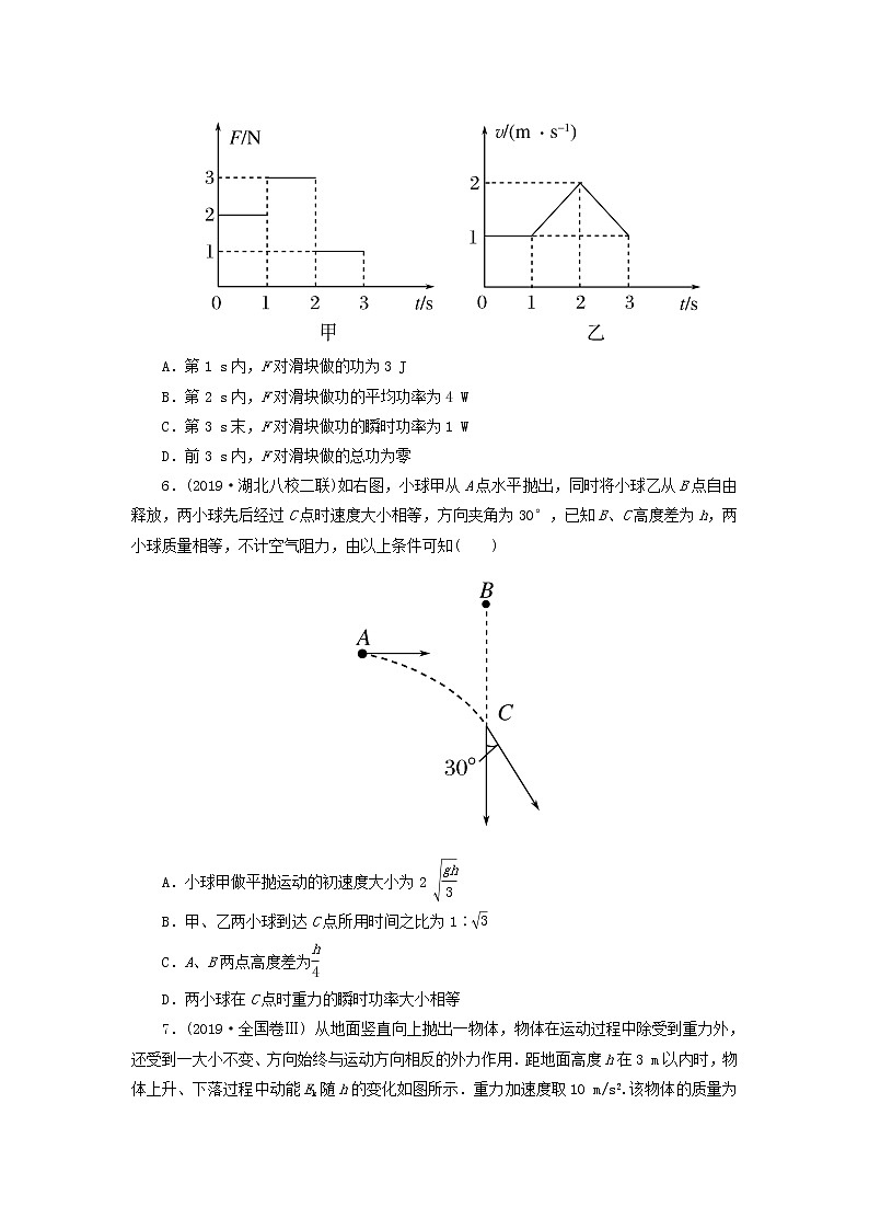 2020届高考物理二轮复习专题练习卷：动能定理、机械能守恒定律03