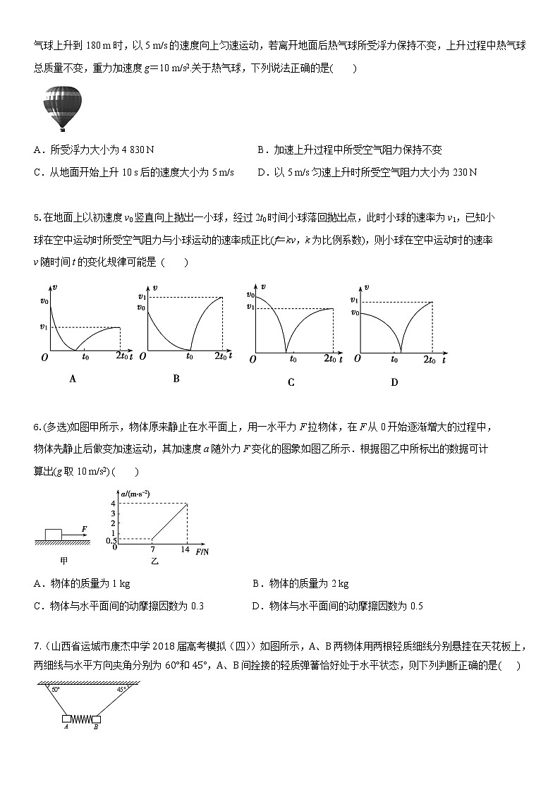 2020届高三高考物理二轮复习专题强化练习：牛顿运动定律（解析版）02