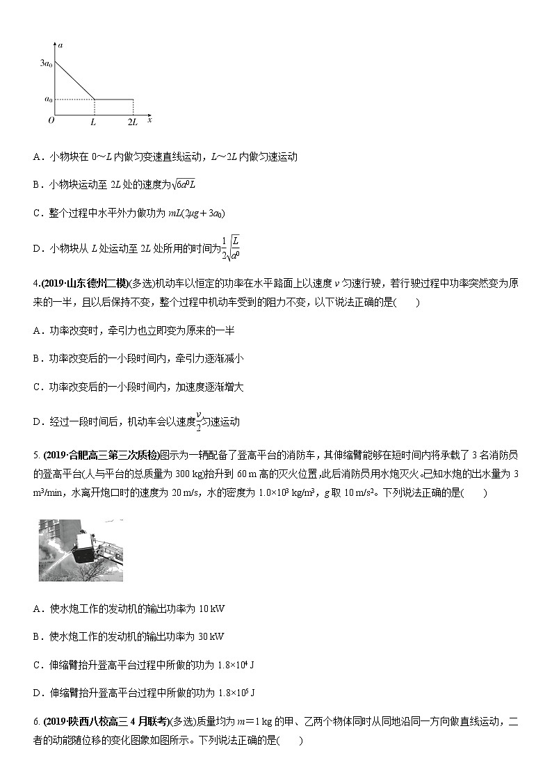 2020届高三高考物理二轮复习专题强化练习卷：功及动能定理的应用02