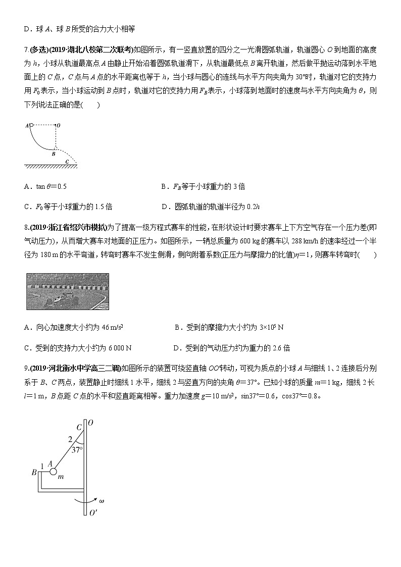 2020届高三高考物理二轮复习专题强化练习卷：曲线运动的模型03