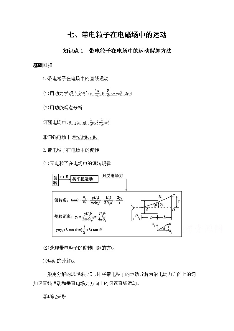 2020届高考物理课标版二轮复习训练题：基础回扣7七、带电粒子在电磁场中的运动 Word版含解析01