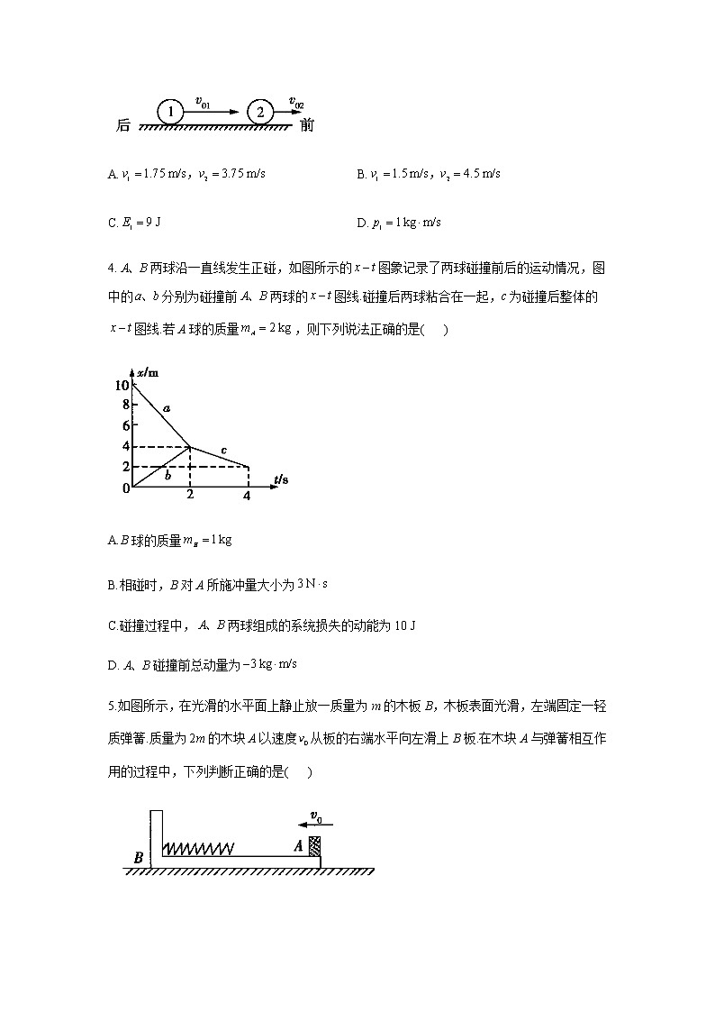 2021届新高考物理二轮复习专题强化双击训练 专题八 动量定理 动量守恒定律 B卷02