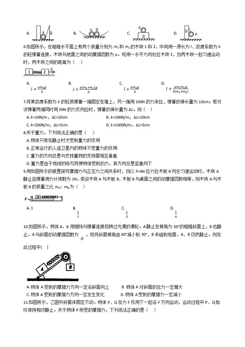 2021年高考物理一轮复习考点优化训练专题：04 三大性质力02