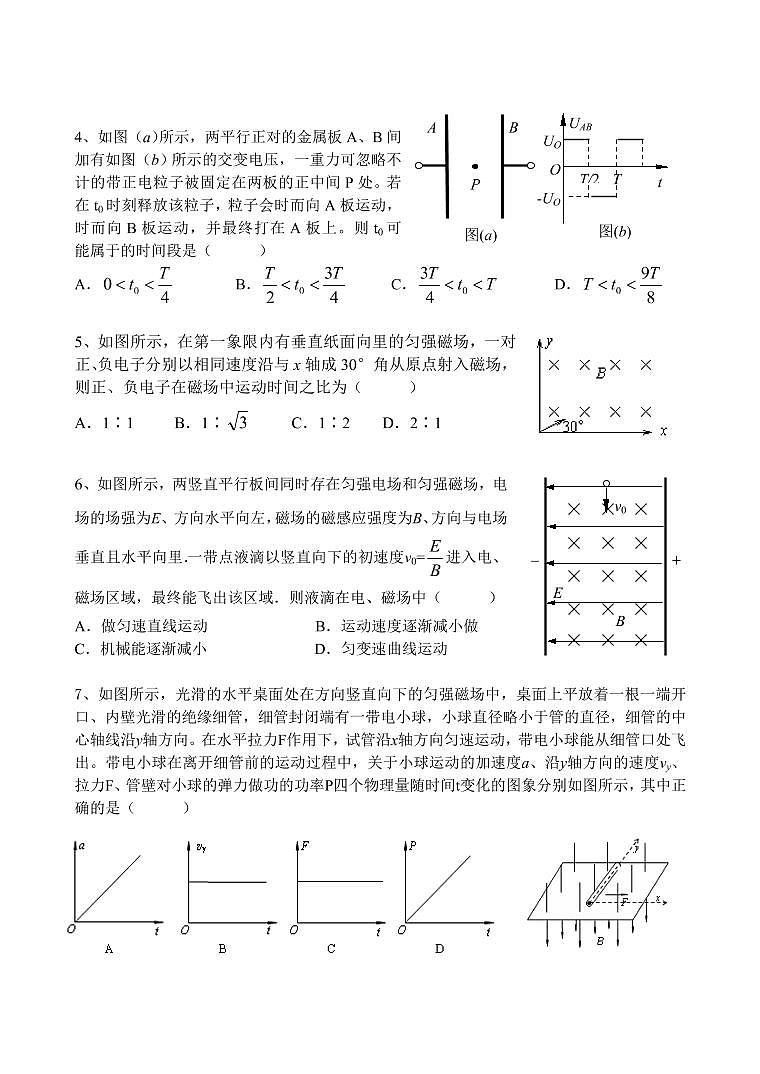 江苏省昆山中学2020-2021学年高二上学期10月物理自主训练（PDF版，无答案）02