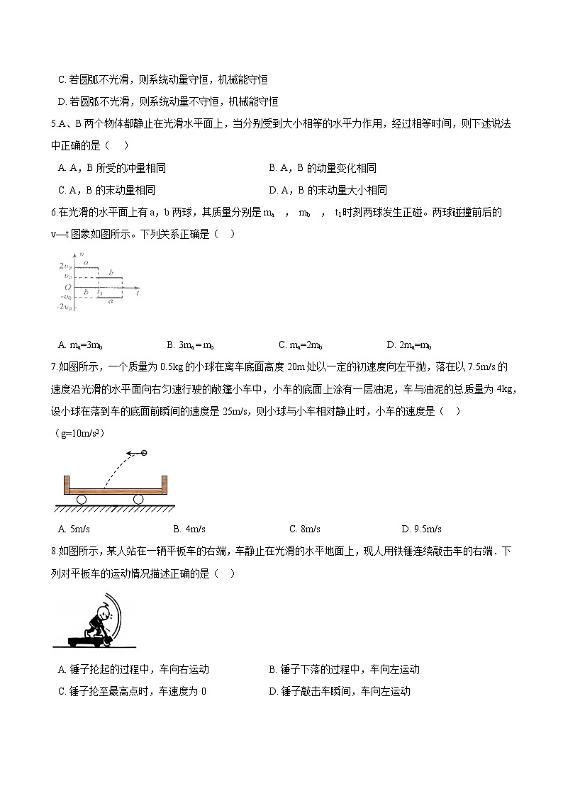 粤教版（2019）物理 选修第一册 期末练习卷——动量和动量守恒定律（一）02