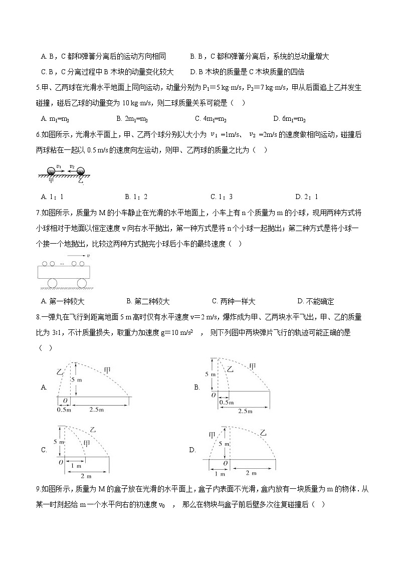粤教版（2019）物理 选修第一册 期末练习卷——动量和动量守恒定律（二）02