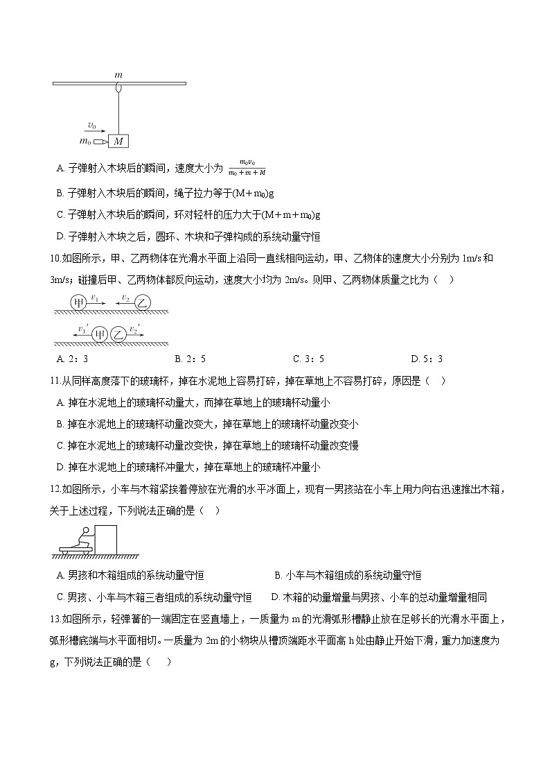 粤教版（2019）物理 选修第一册 第一章 动量和动量守恒定律 单元练习（含解析）03