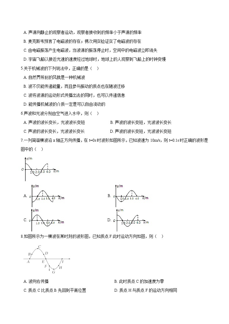 粤教版（2019）物理 选修第一册 期末练习卷——机械波（二）02