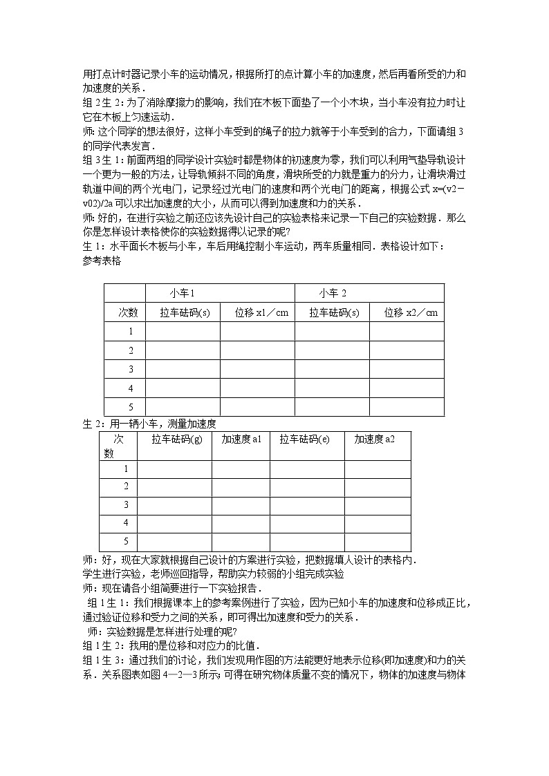 人教版必修一物理4.2实验：探究加速度与力、质量的关系精品教案03