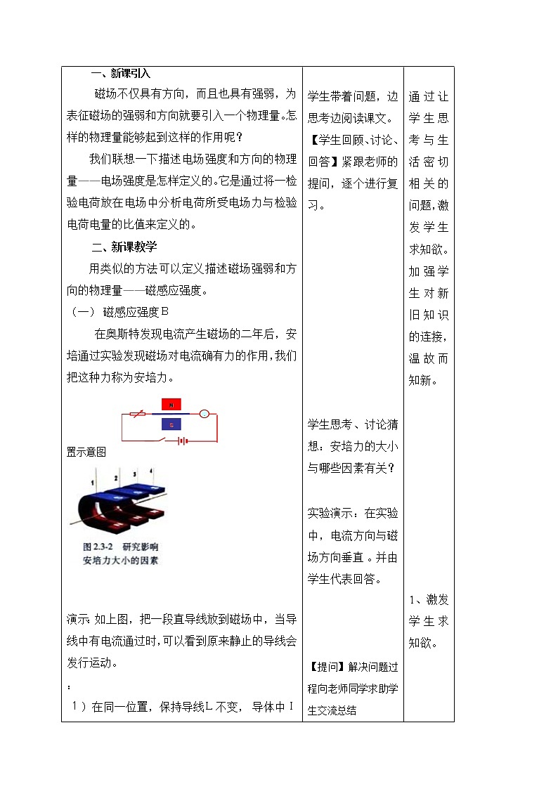 高中物理选修1-1 2.3 磁场对通电导线的作用 教案02