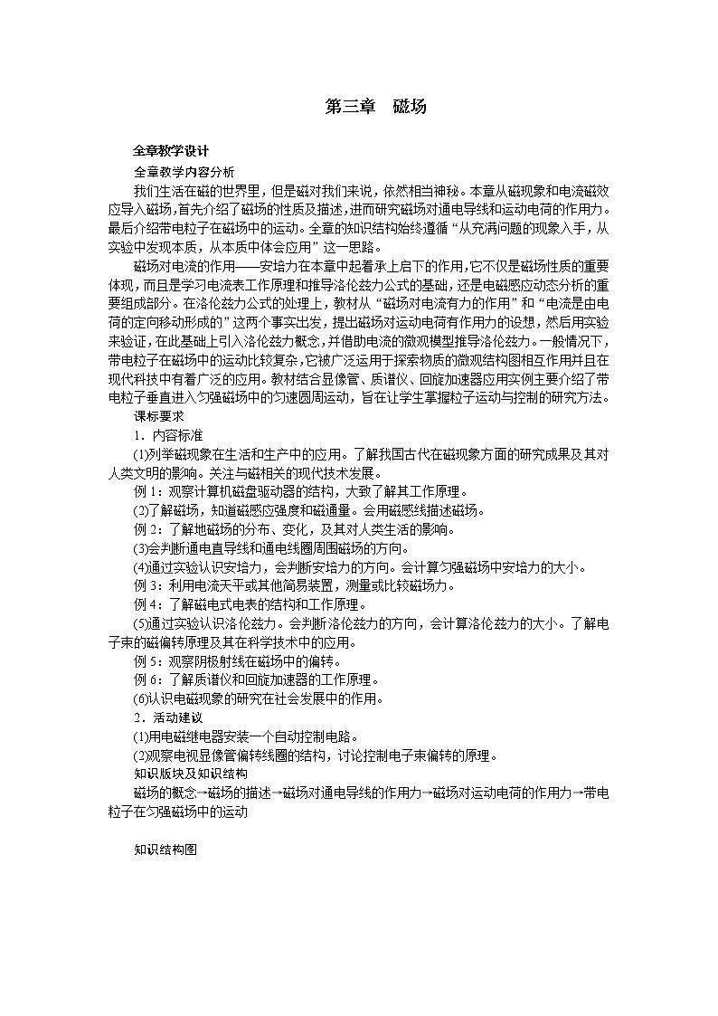 高中物理新课标版人教版选修3-1优秀教案：3.1 磁现象和磁场(1)第1页
