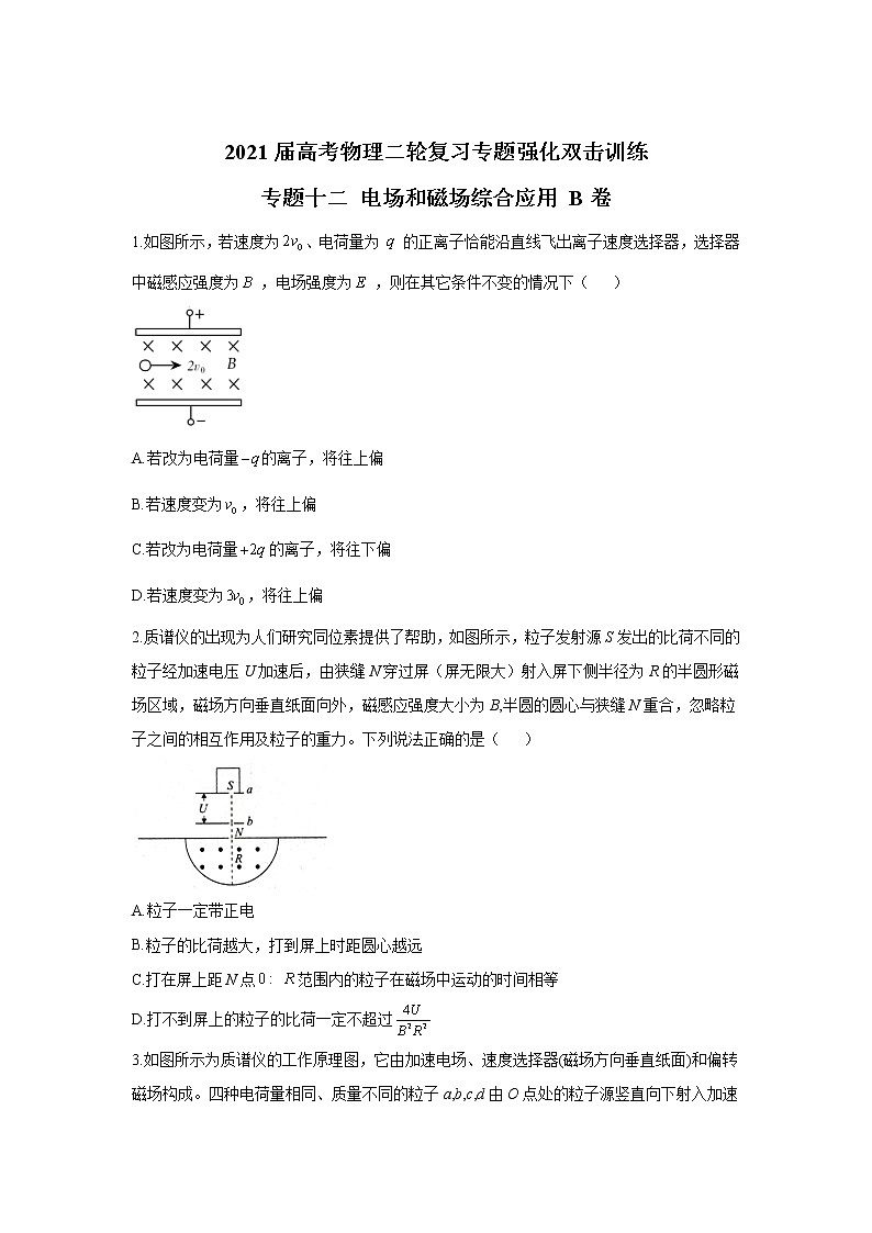 2021届高考物理二轮复习专题强化双击训练 专题十二 电场和磁场综合应用 B卷01