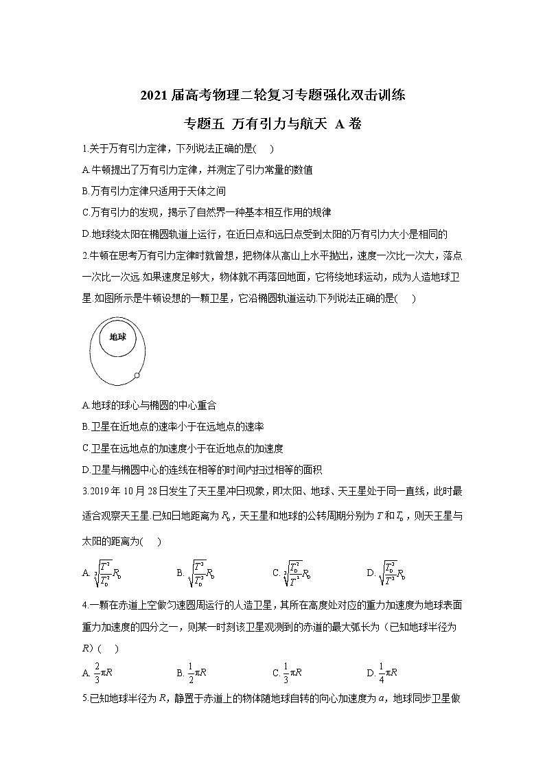 2021届高考物理二轮复习专题强化双击训练 专题五 万有引力与航天 A卷01
