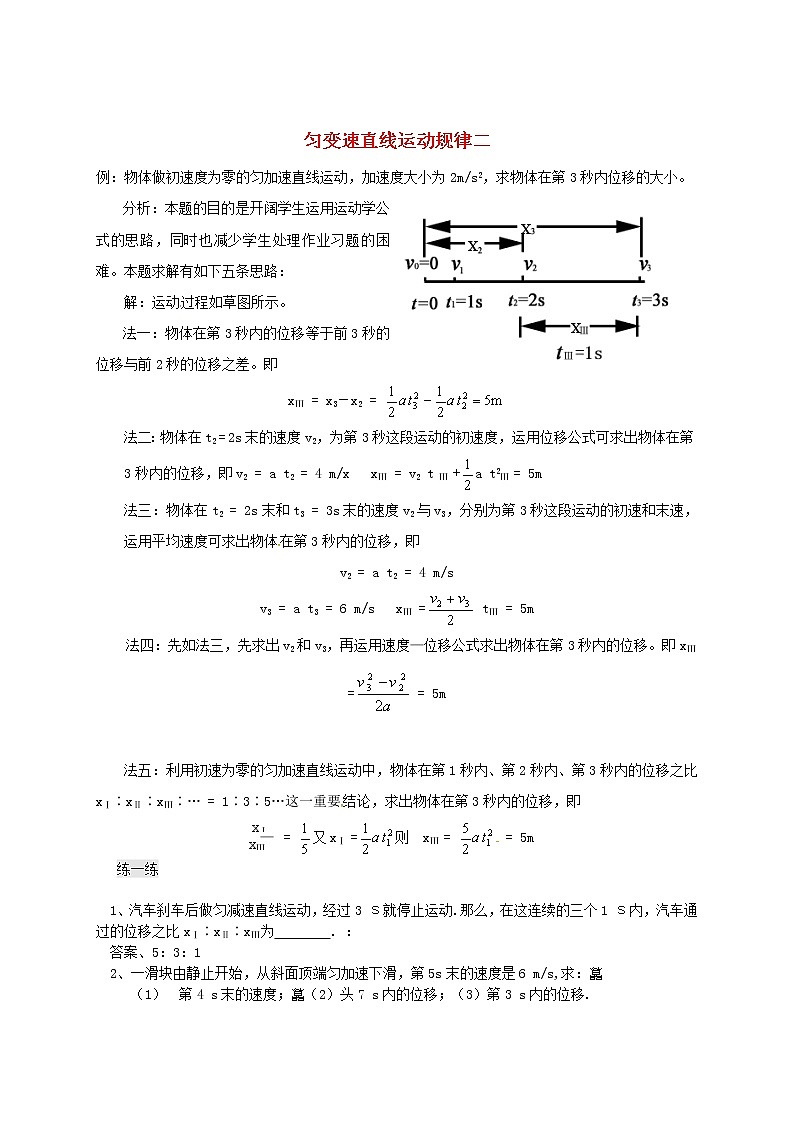 高中物理 练习 匀变速直线运动 新人教版必修1第1页