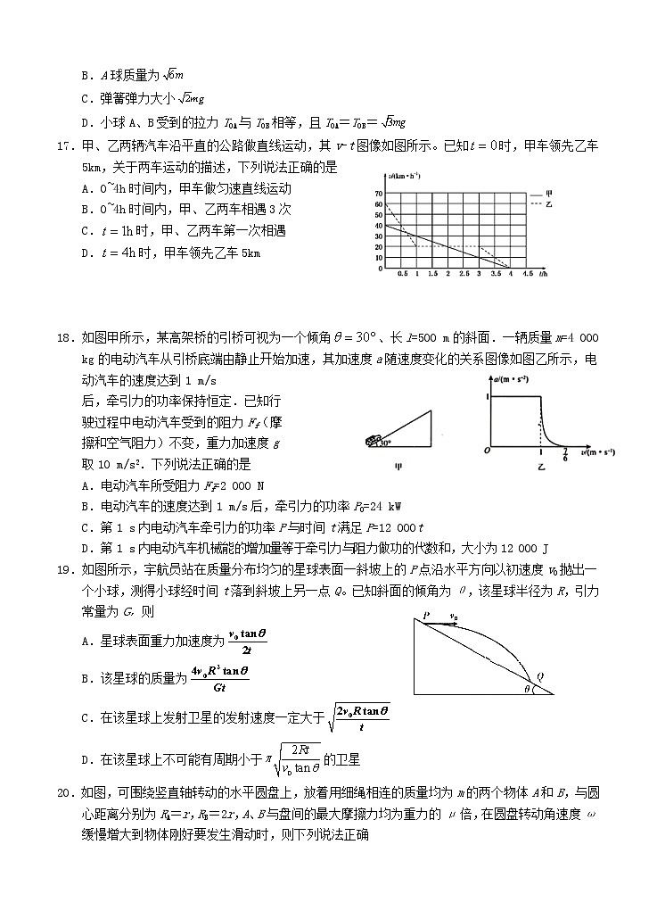 宁夏大学附属中学2021届高三上学期第三次月考试 物理 (含答案)02
