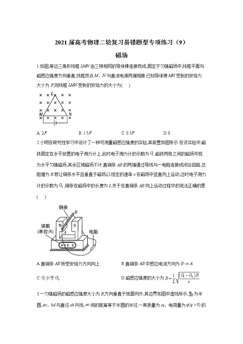 2021届高考物理二轮复习易错题型专项练习（9）磁场01
