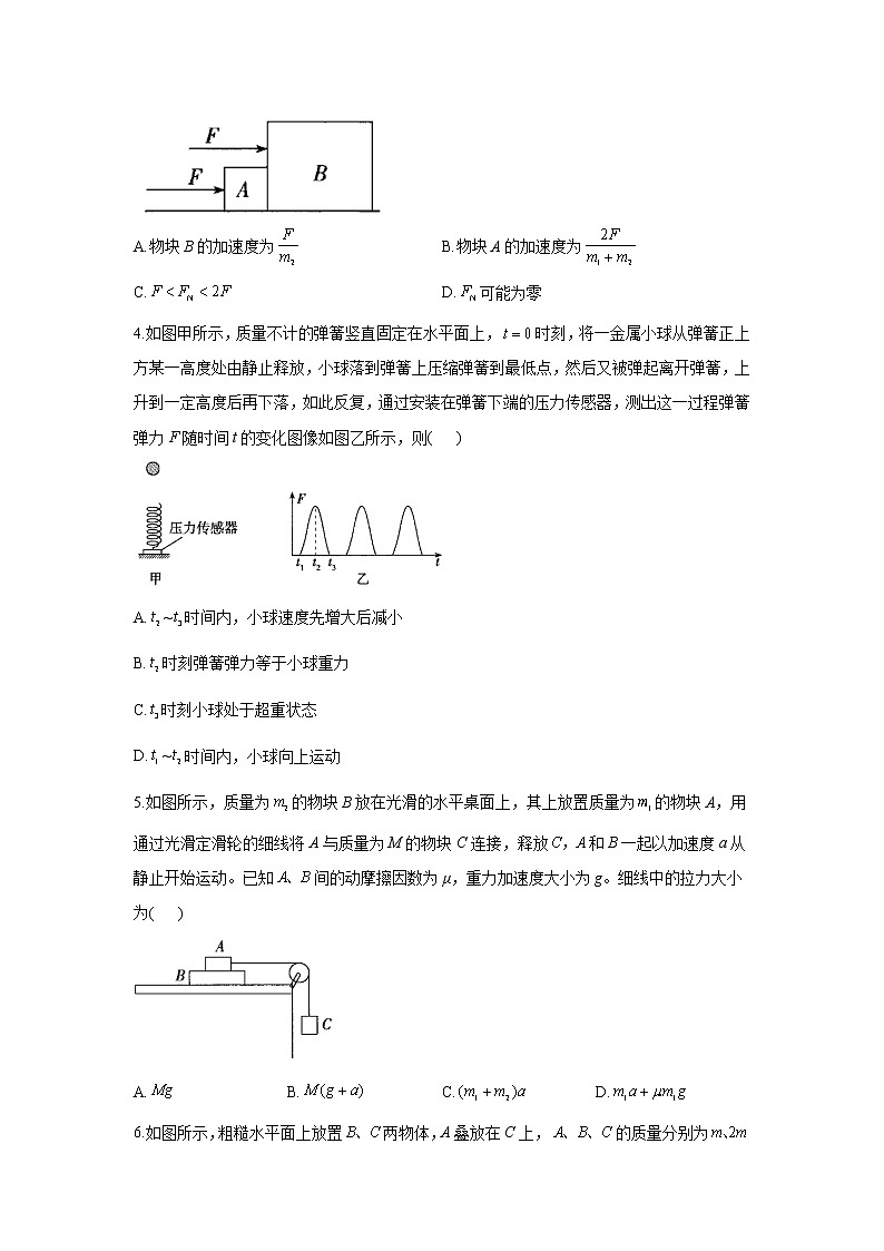 2021届高考物理二轮复习力与直线运动专项练习（4）动力学基本问题第2页