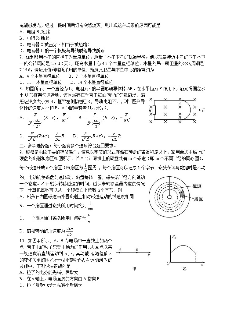 河北省“五个一名校联盟”2021届高三上学期第一次诊断考试 物理 (含答案)第2页