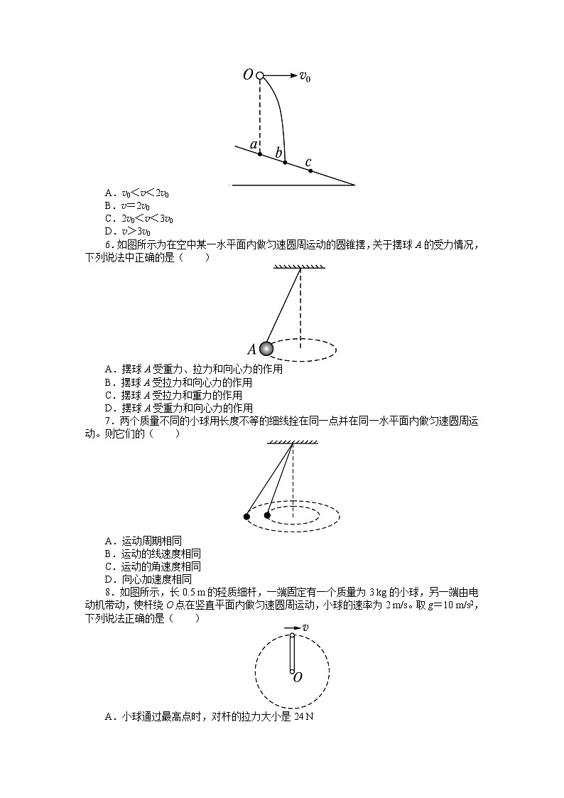 高中物理人教必修2单元检测：第五章+曲线运动（含答案）第2页
