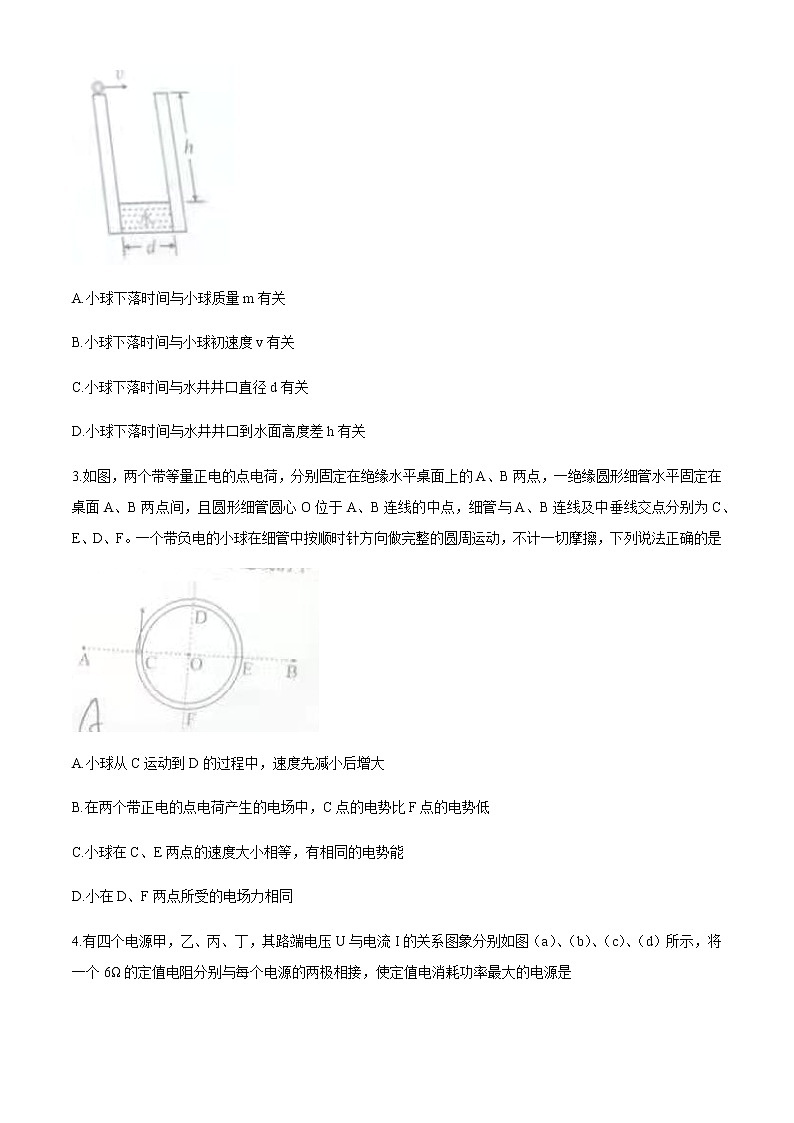 2021年1月湖南省普通高等学校招生适应性考试物理试题第2页