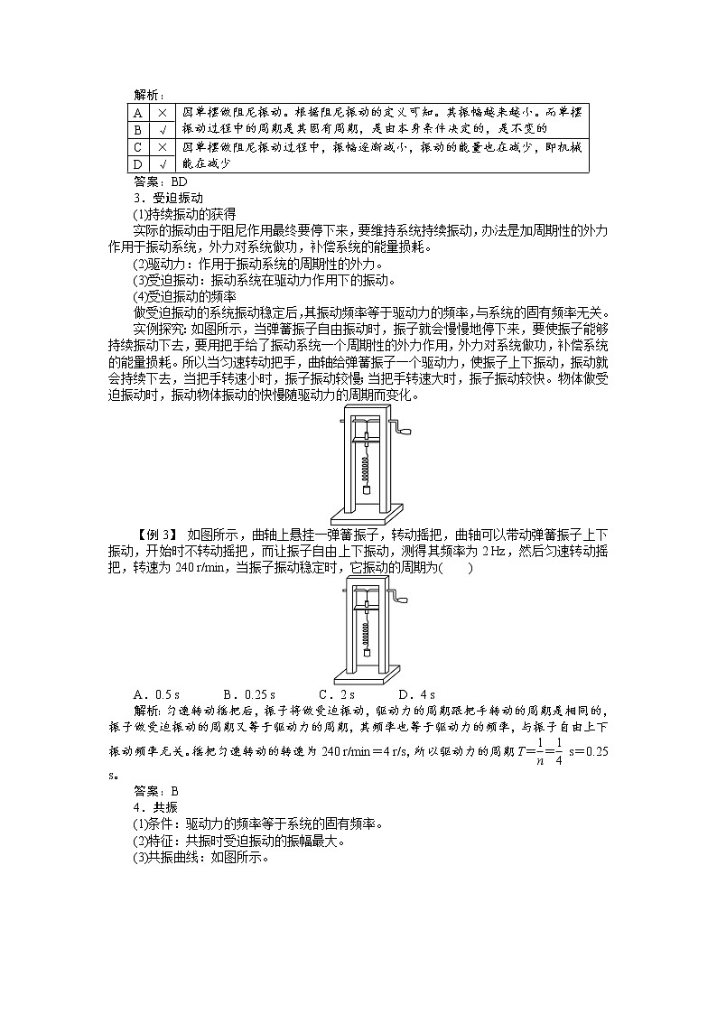物理人教版选修3-4学案：第十一章5外力作用下的振动 Word版含解析02