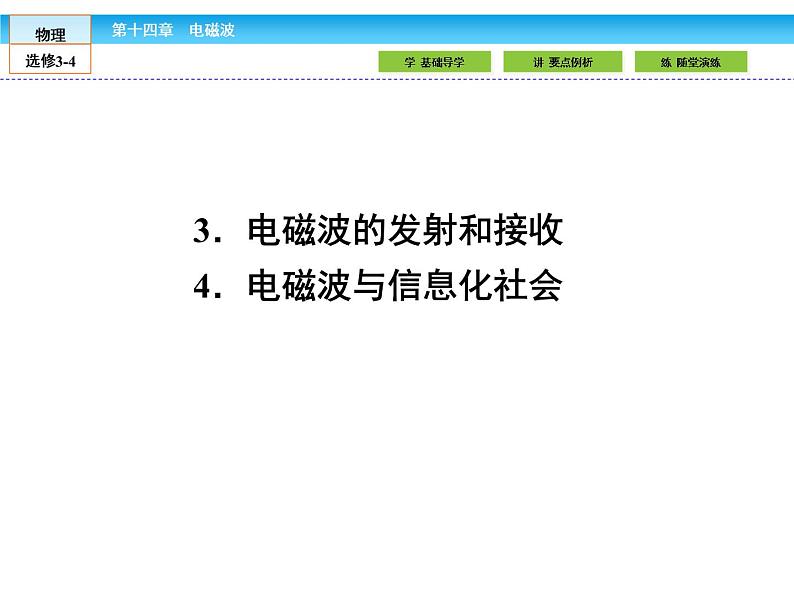 （人教版）高中物理选修3-4课件：14.3-4电磁波的发射和接收 电磁波与信息化社会01