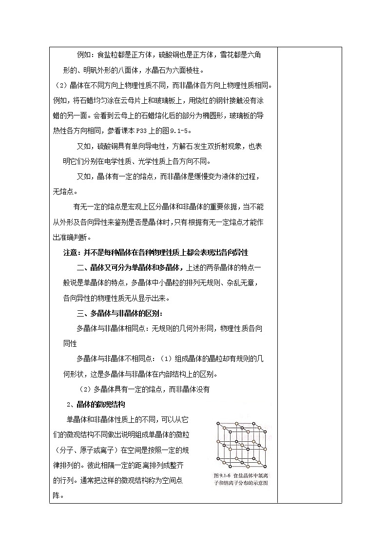9.1《固体》教案（新人教版选修3-3）02