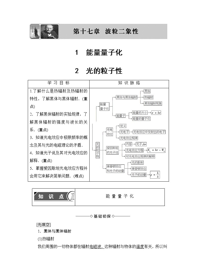 2018版高中物理人教版选修3-5教师用书：第17章+1　能量量子化+2+光的粒子性+Word版含解析01