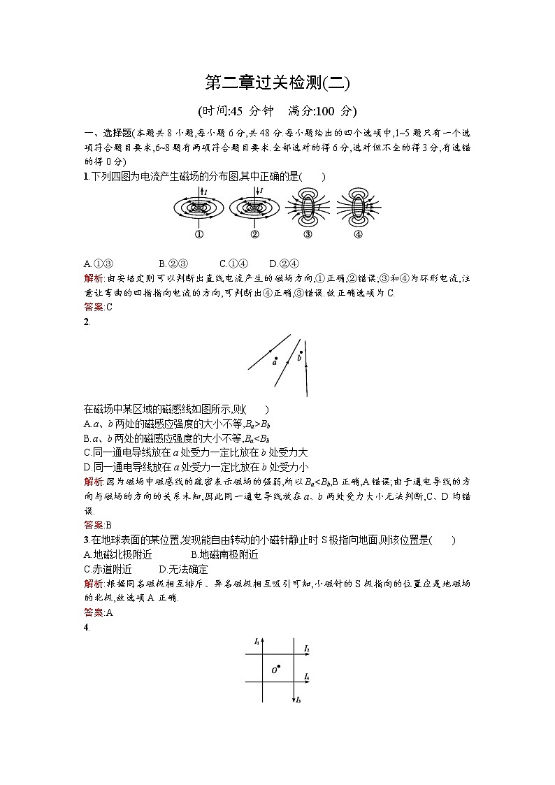 2017－2018学年度高中物理（人教版）选修1－1第二章过关检测（二）+Word版含解析01