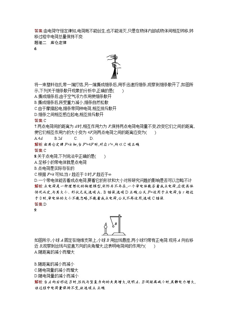 2017－2018学年度高中物理（人教版）选修1－1课时训练1电荷库仑定律+Word版含解析02