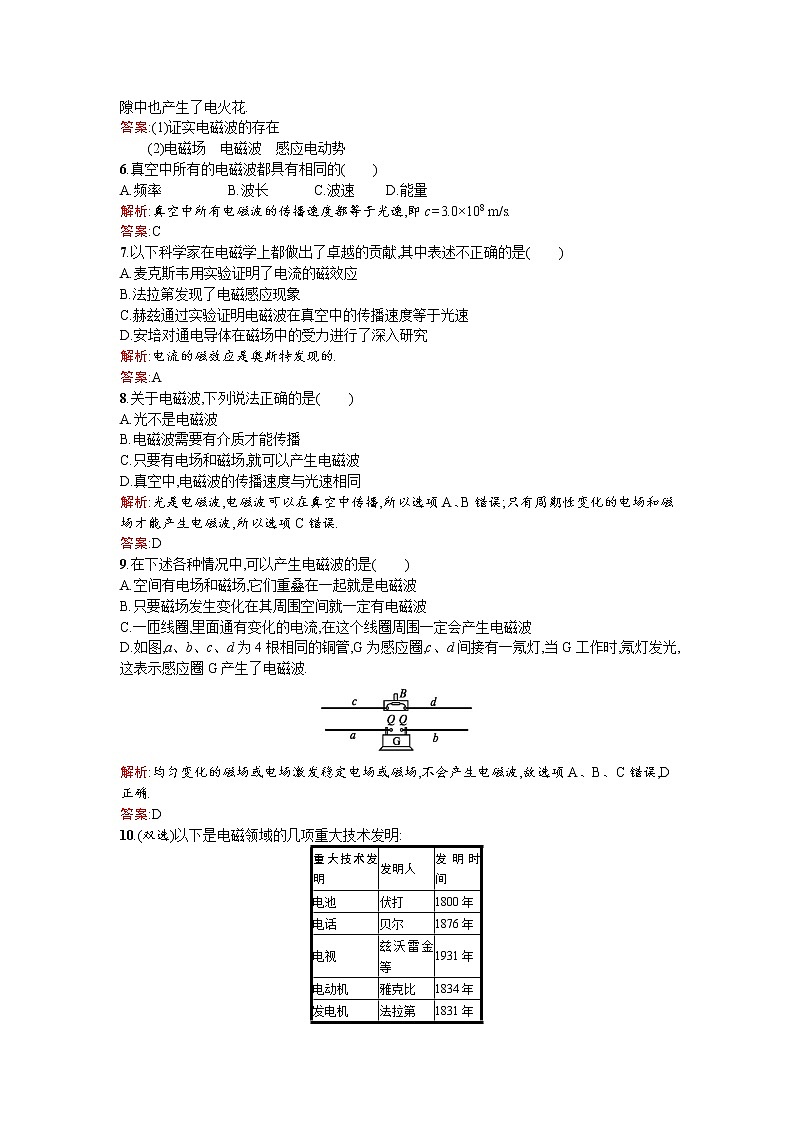 2017－2018学年度高中物理（人教版）选修1－1课时训练18电磁波的发现+Word版含解析02