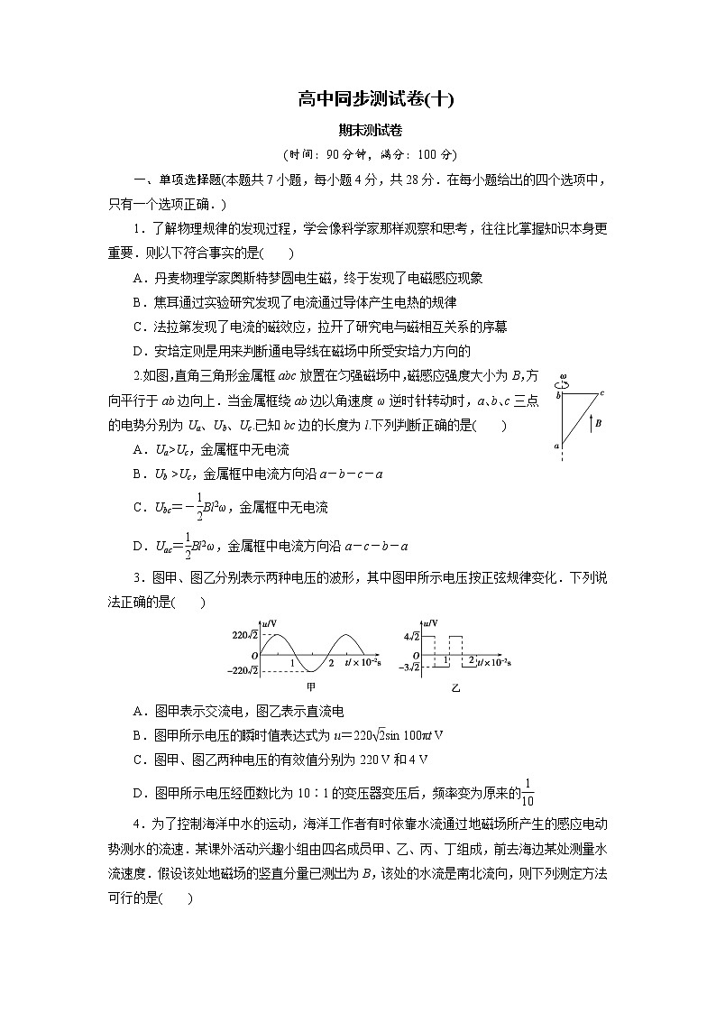 高中同步测试卷·人教物理选修3－2：高中同步测试卷（十） Word版含解析01