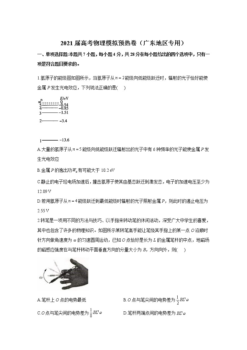 2021届高考物理模拟预热卷（广东地区专用）01