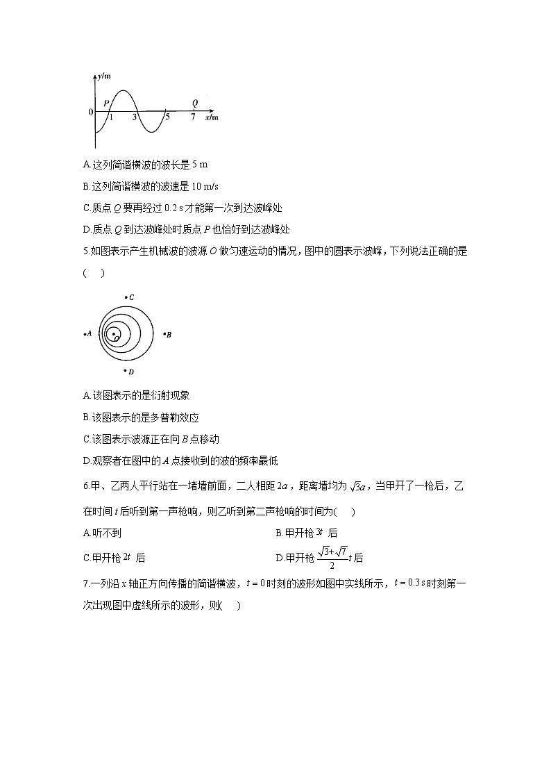 2021届新高考物理二轮复习专题强化双击训练 专题十五 机械运动与机械波 A卷02