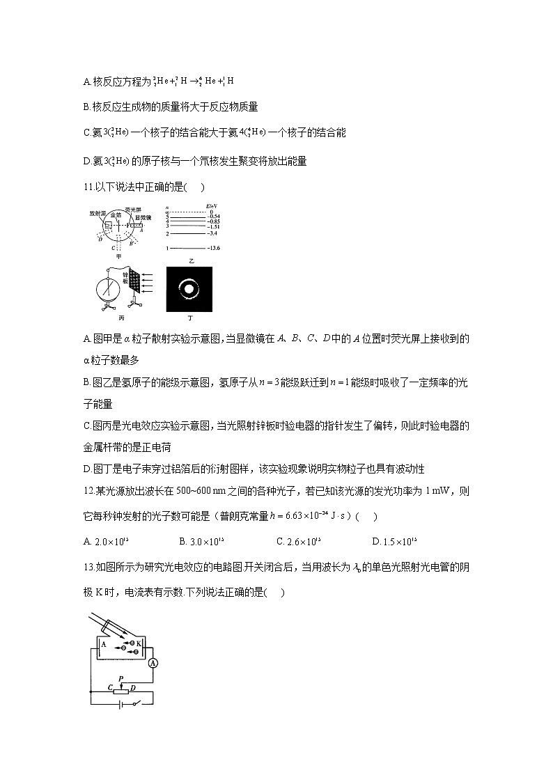 2021届新高考物理二轮复习专题强化双击训练 专题十八 近代物理 A卷03