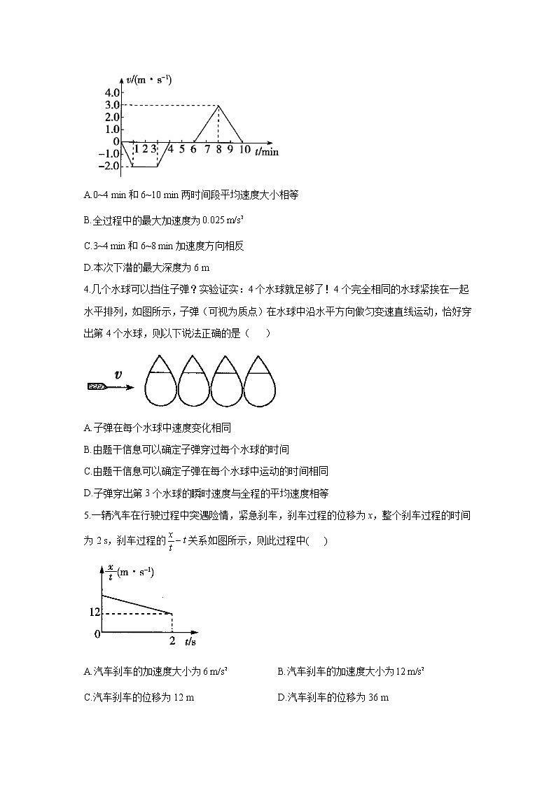 2021届新高考物理二轮复习专题强化双击训练 专题一 直线运动 B卷02