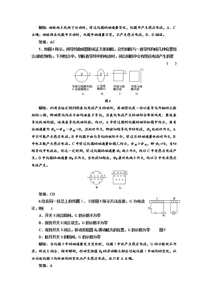 人教版物理选修3-2基础夯实训练-4.1.2《划时代的发现探究感应电流的产生条件》02